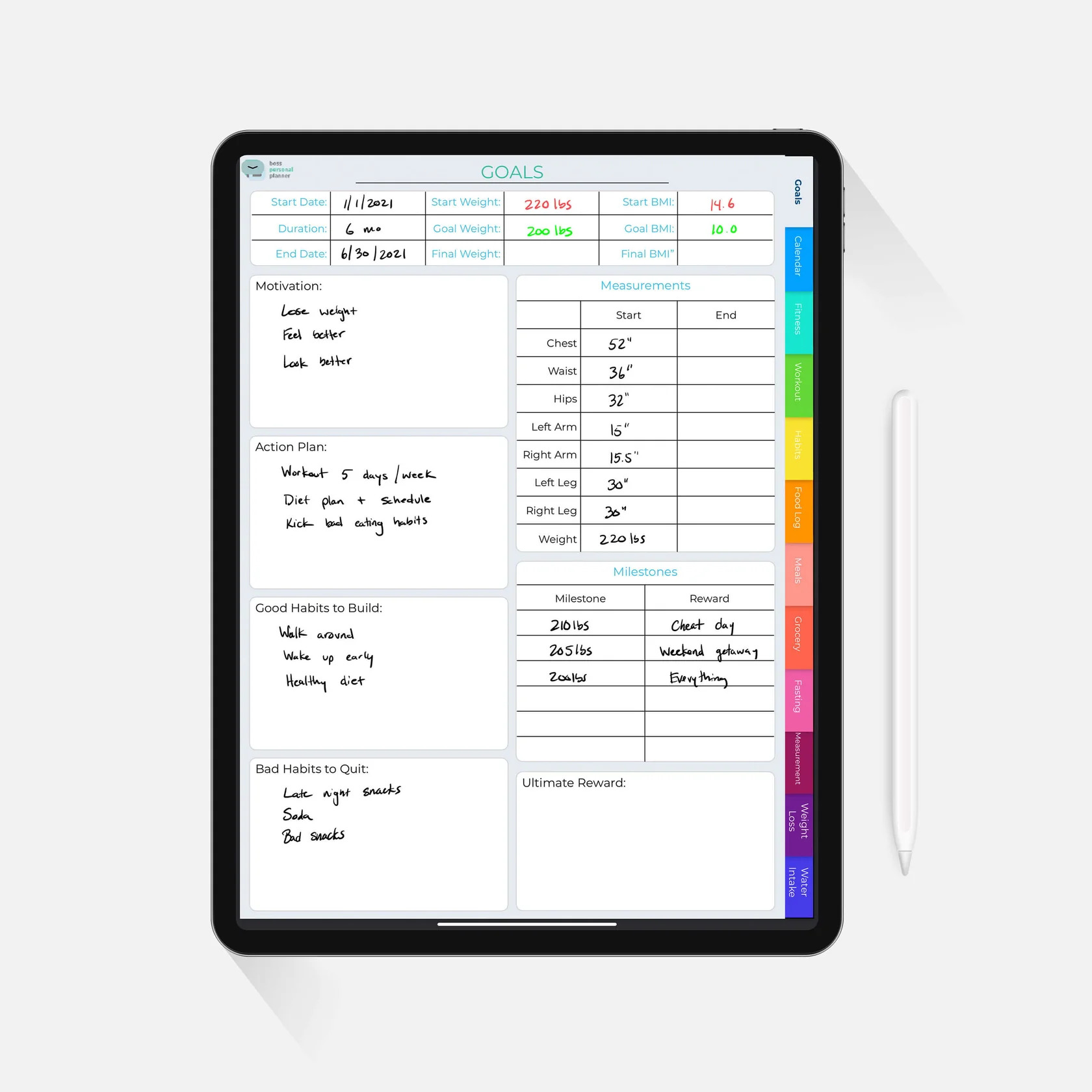 Digital Fitness Planner